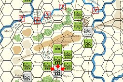 Screenshot of a game of Arnhem in progress.